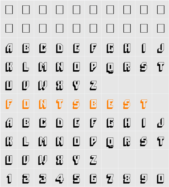 3-DFlattop Character Map