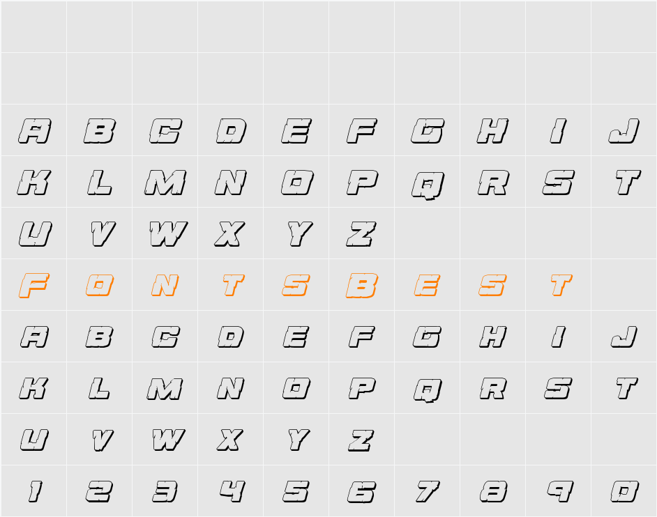 Ore Crusher 3D Italic Character Map