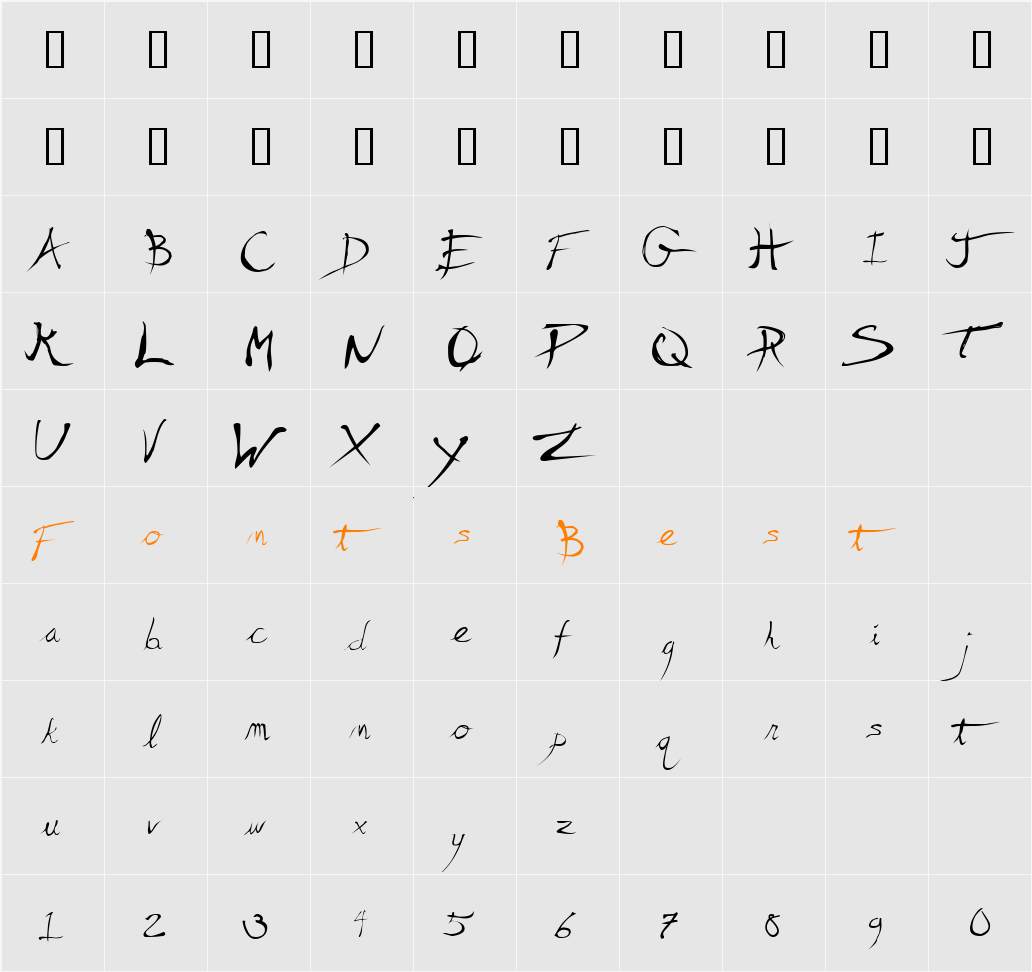 Scratchy Mess Character Map