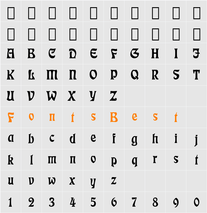 Freefrm710 BT Character Map