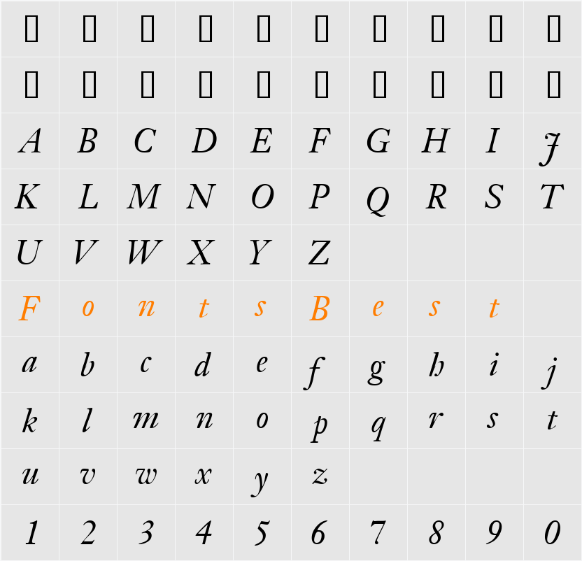 JansonSSK Character Map
