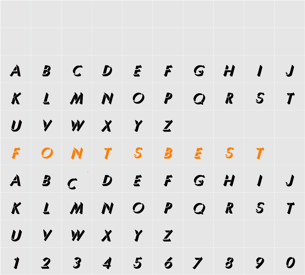 Umbra-Thin Bold Italic Character Map