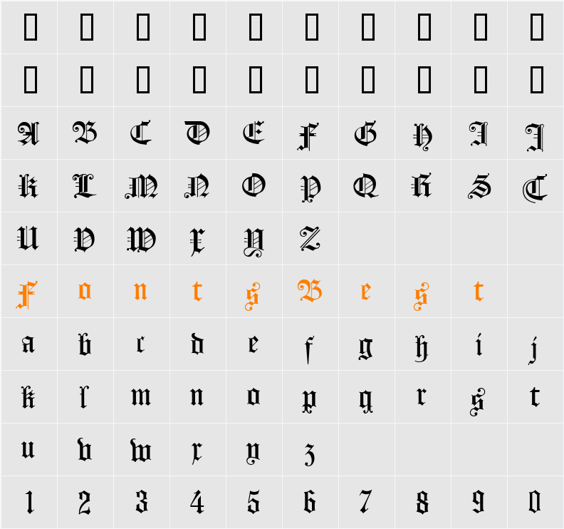 Koenigsberger Gotisch UNZ1L Character Map