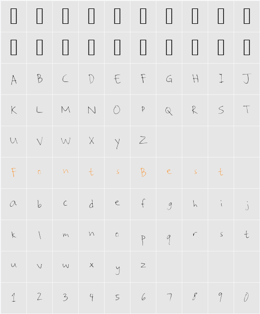 Shaynes_Handwriting Character Map