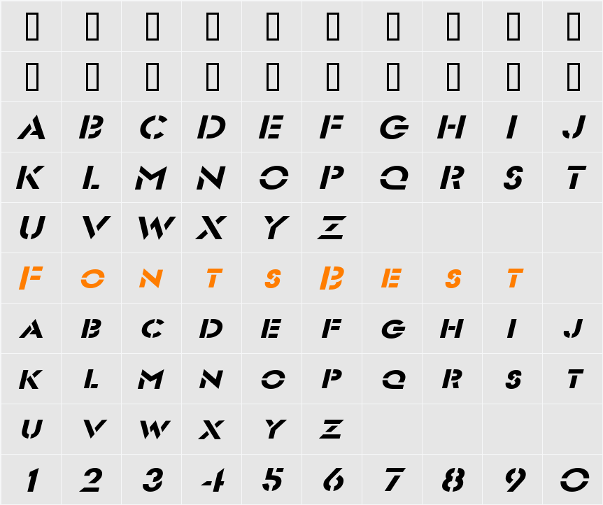 Stencil Sans-Extended Character Map