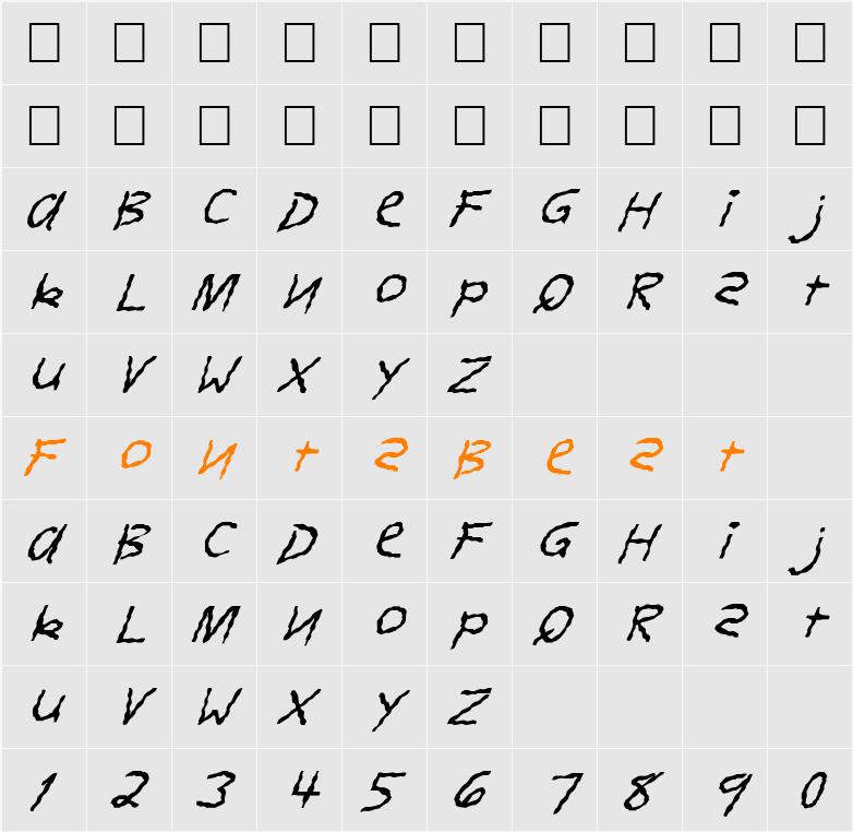 FZ HAND 11 WAVEY ITALIC Character Map