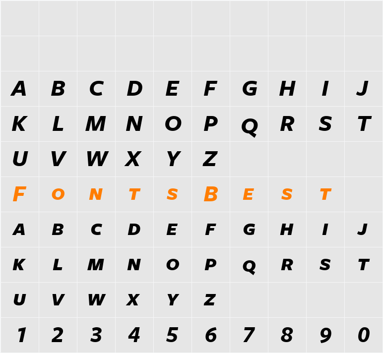FreightSans BoldItalicSC Character Map
