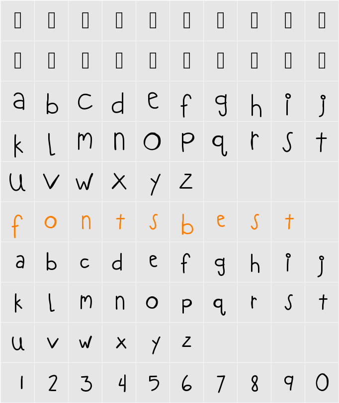 KBLOVEITDOWN Character Map