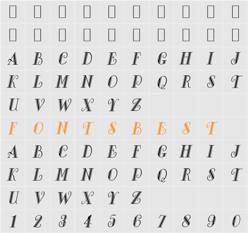 Gallery-Condensed Character Map