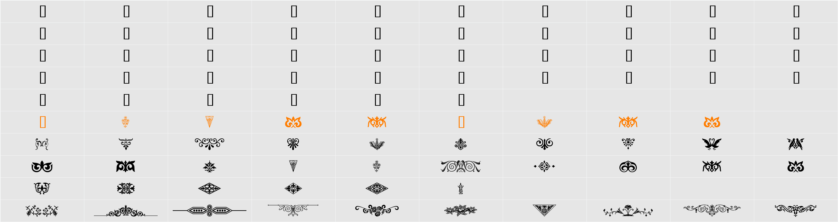 Ornamental Decoration II Character Map