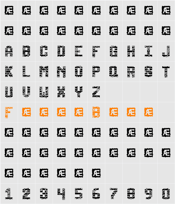 Tetricide (BRK) Character Map