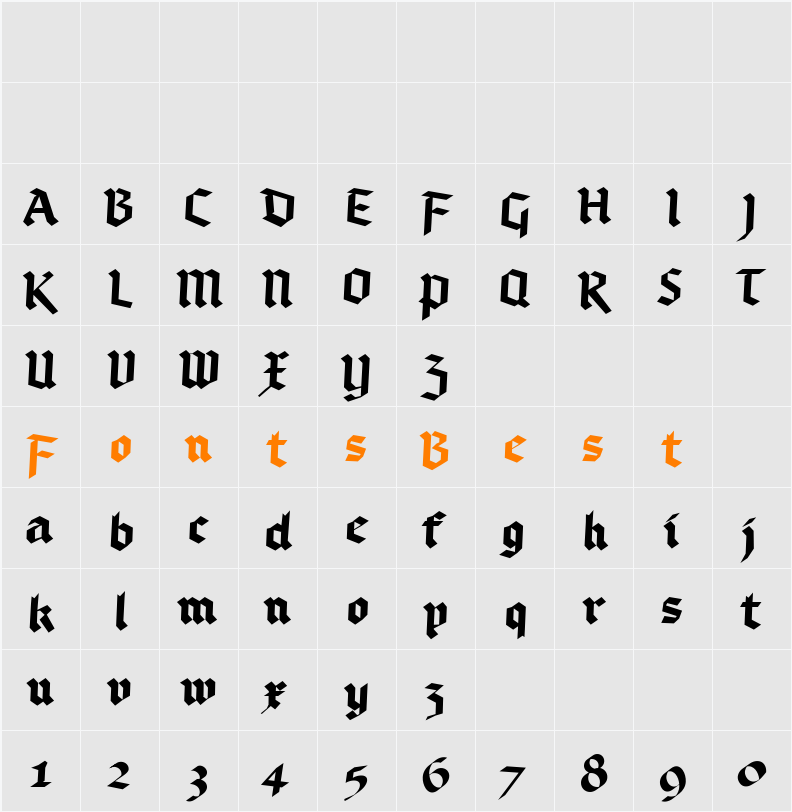 Bruchschrift Character Map