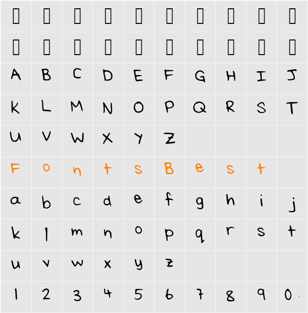 Rei_s_Handwriting_Medium Character Map