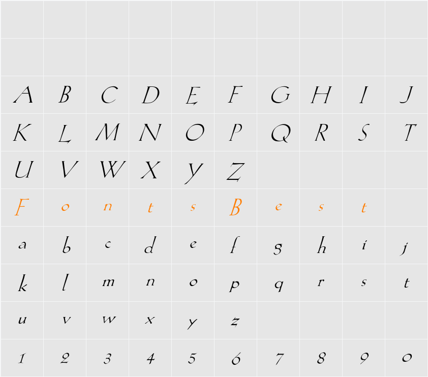 Lilith-Italic Character Map