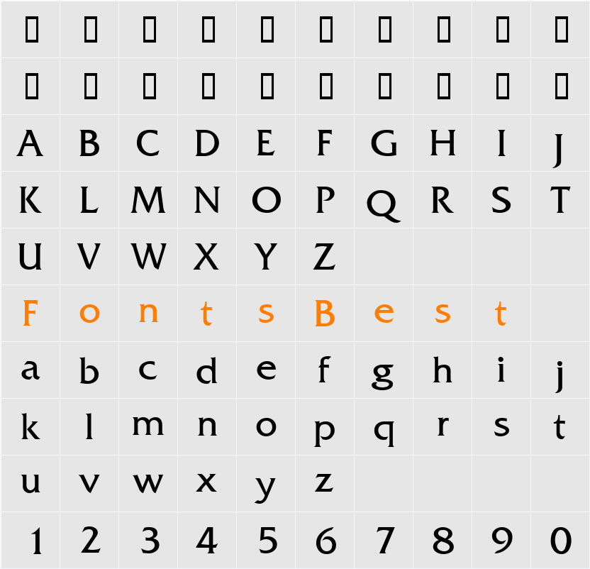 FritzQuad Character Map