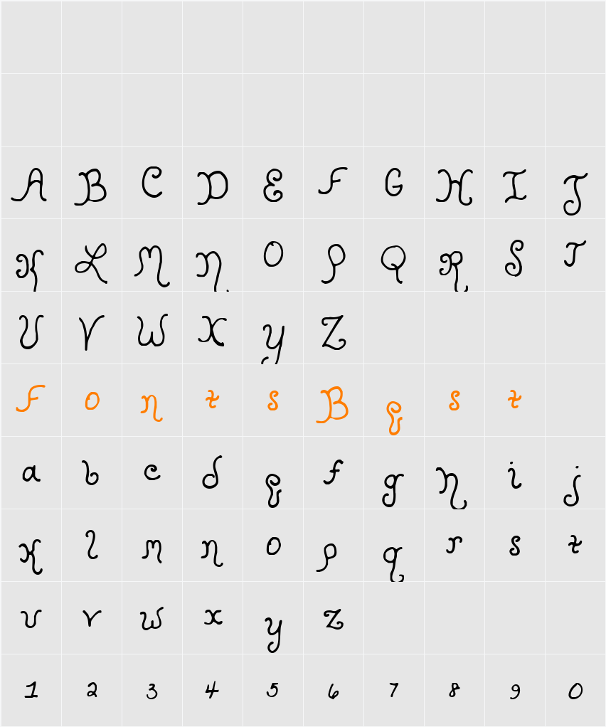 Kristen Curly Character Map