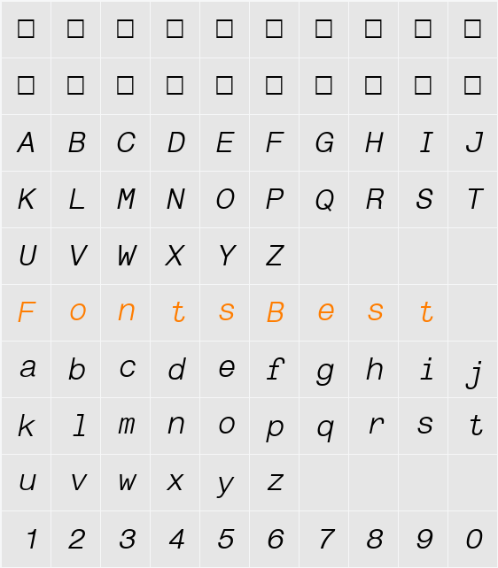 PSL TextMono Character Map