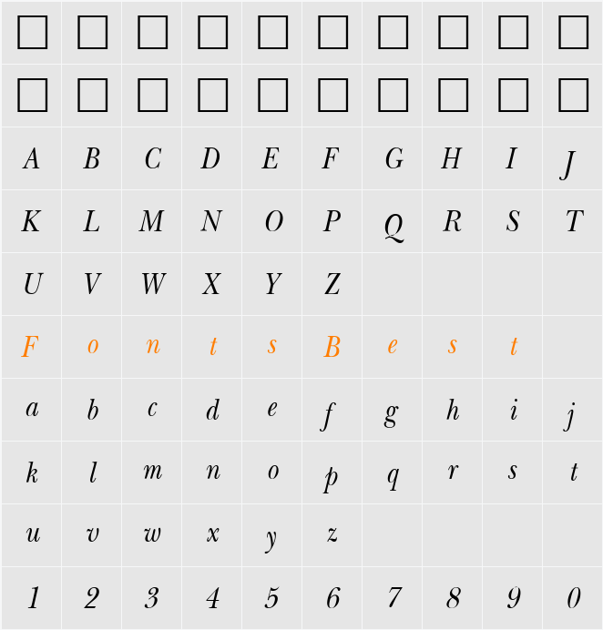 PSL Irene Character Map