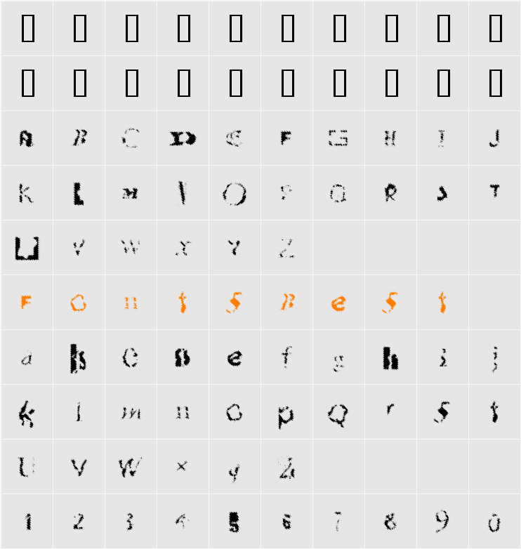 Thundershower Character Map
