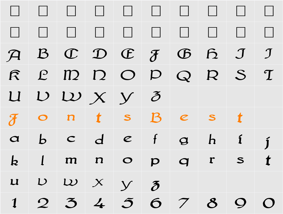 PlatoFontNew113 Character Map