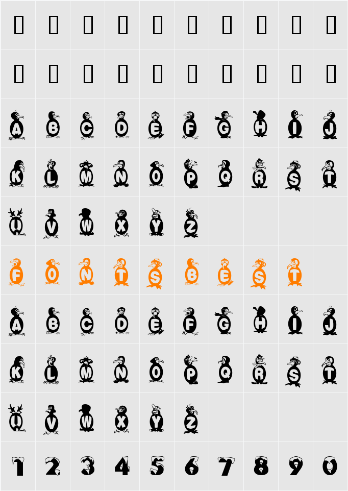 FlyingPenguin Character Map