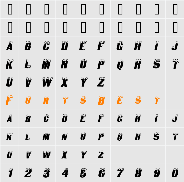 Snow Caps Character Map