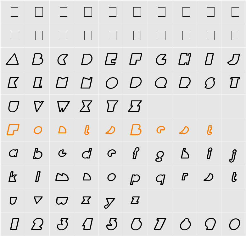 Flying Lines Character Map