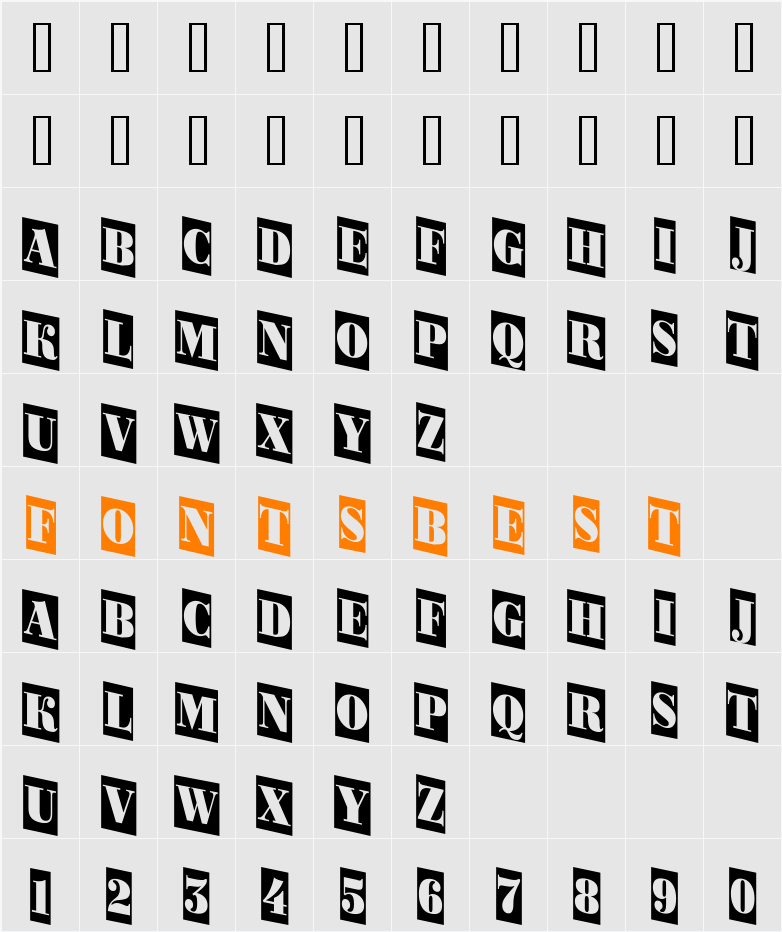 a_BodoniOrtoNrTtlCmDn Character Map