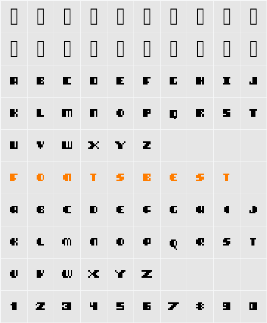 Blimpixels Character Map