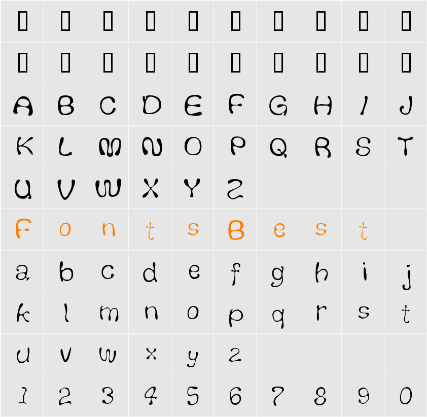 Thickhead Character Map