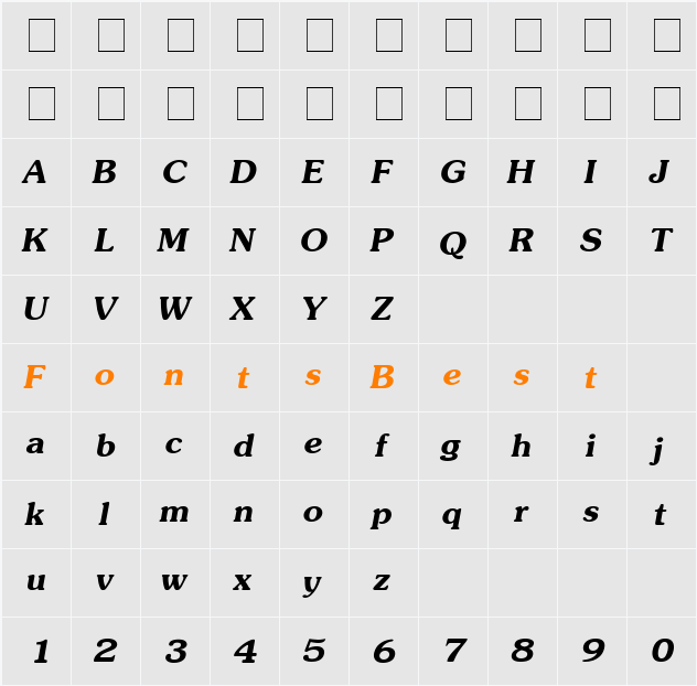 JasmineUPC Character Map