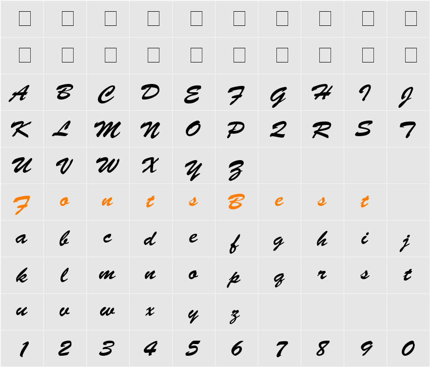 Brush Character Map