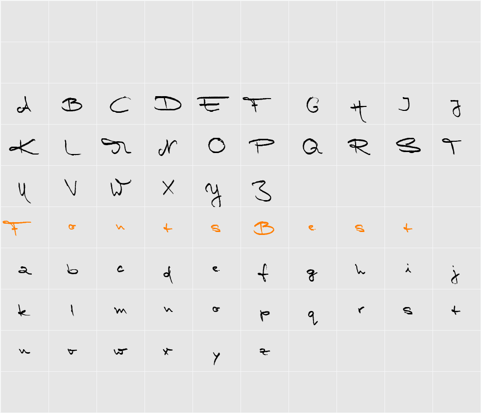 Marleen Script reduced Character Map