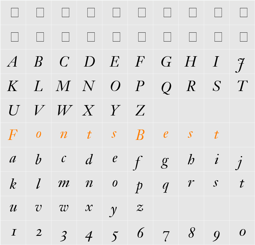 Janson OldStyle SSi Character Map