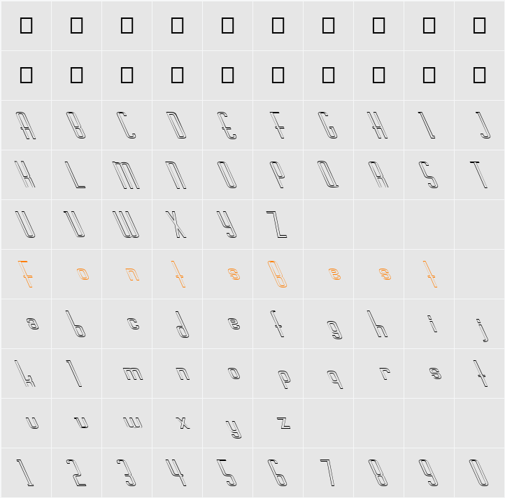 FZ BASIC 44 HOLLOW LEFTY Character Map