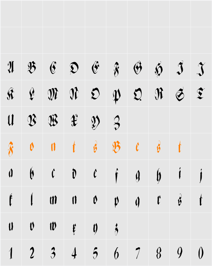 ZenFraxFreestyleCondensed Character Map