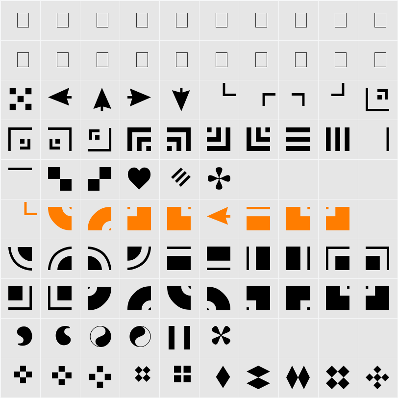 Borderbats-Geo Character Map