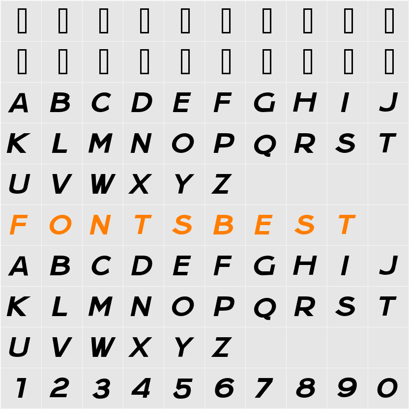Jera Sans Bold Italic JL Character Map