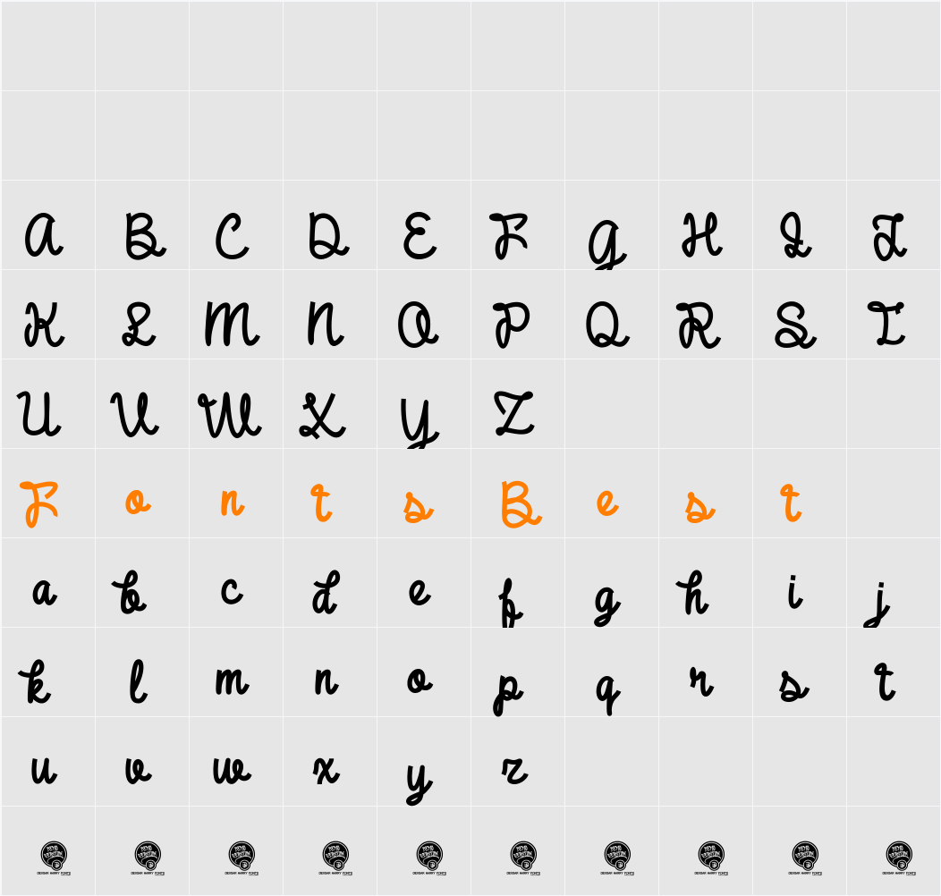 DHF Broffont Script Character Map