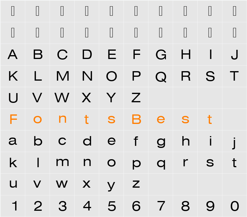 Nimbus Sans Becker DExt Character Map