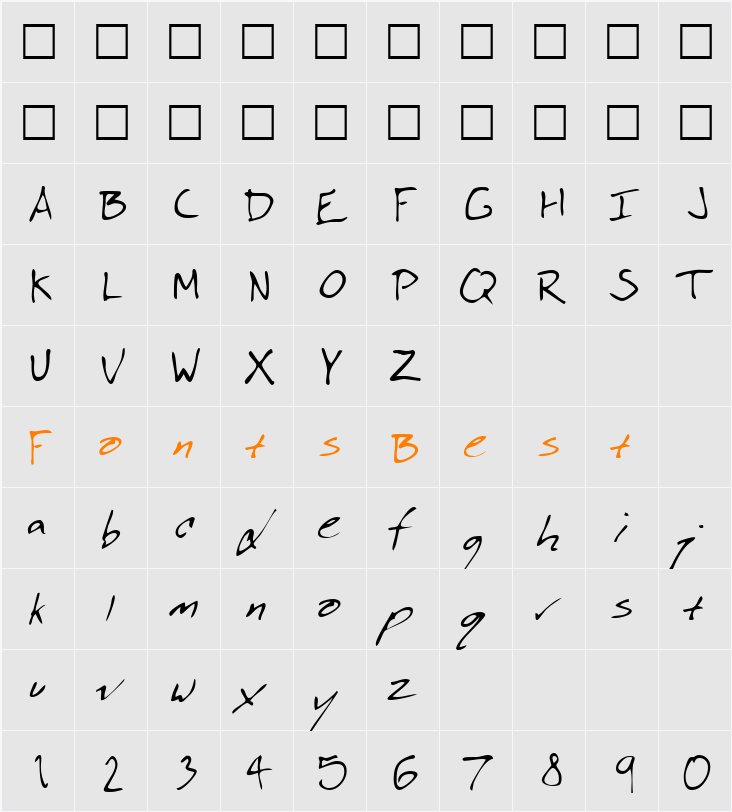 DonaldsHand Character Map