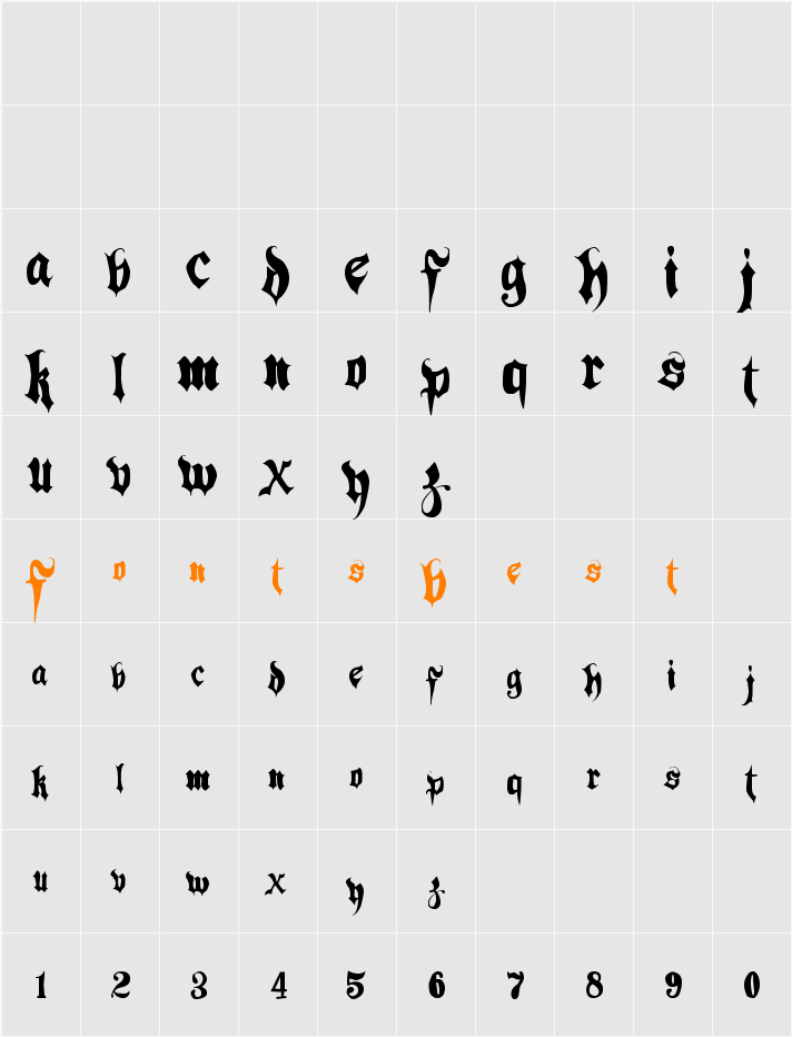 Hacjiuza Character Map