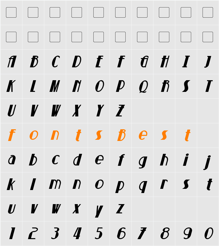 Suchet Character Map