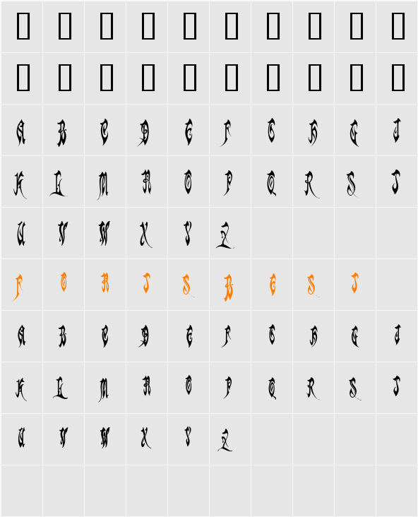 Sabanak Demo Character Map