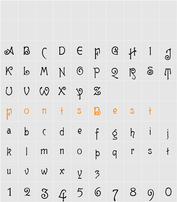 GutenbergNouveau Alternates2 Character Map