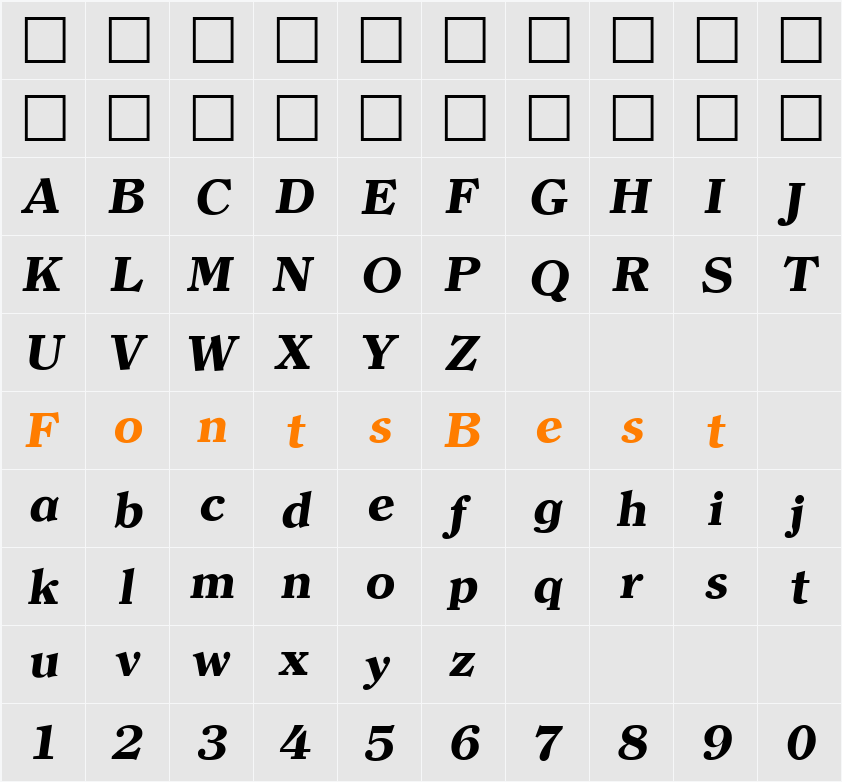 Clerface-BoldIta Character Map