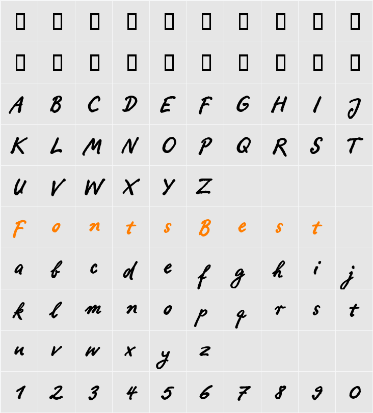 Ropsen Script Bold Character Map