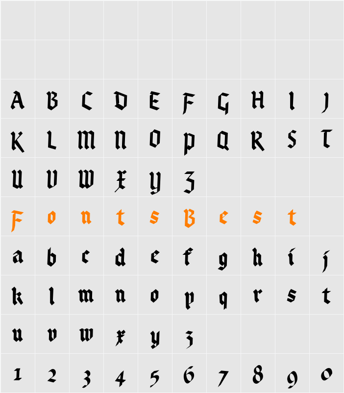 KleinsBrokenGotik Character Map