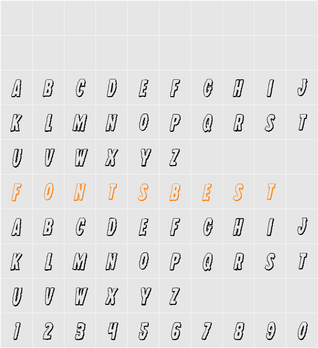 Wolf Brothers 3D Italic Character Map