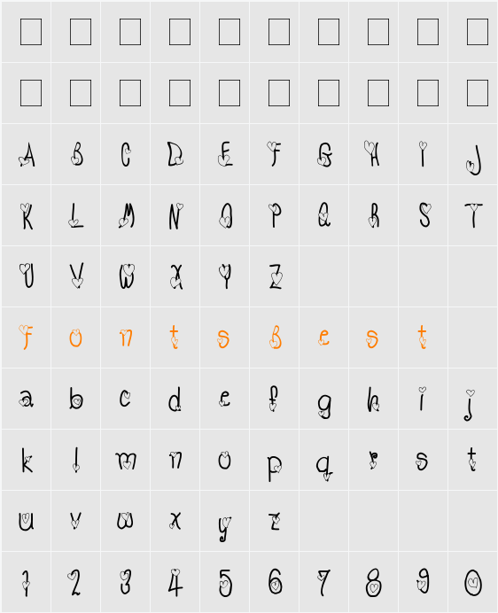 TX_Love Character Map